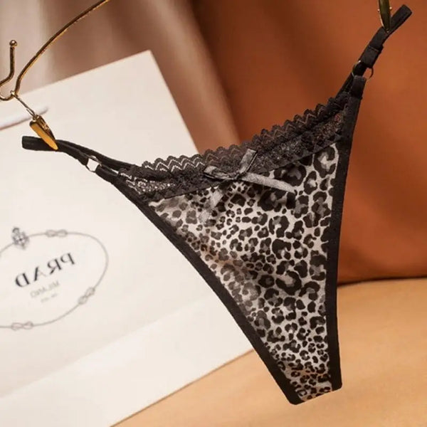 String léopard sexy gris